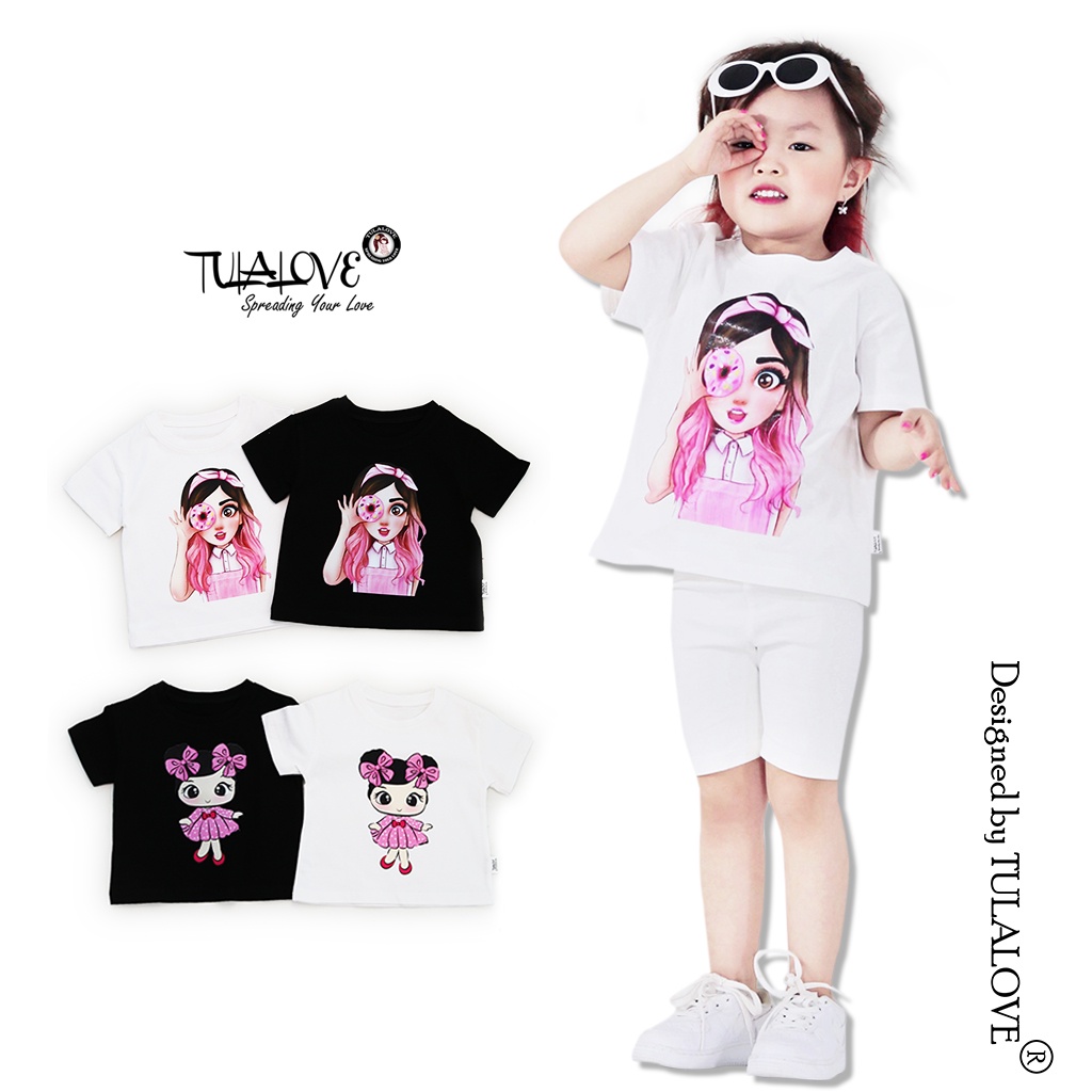Áo Phông Bé Gái Vải Cotton In Hình Cực Đáng Yêu, Áo Bé Gái Tulalove