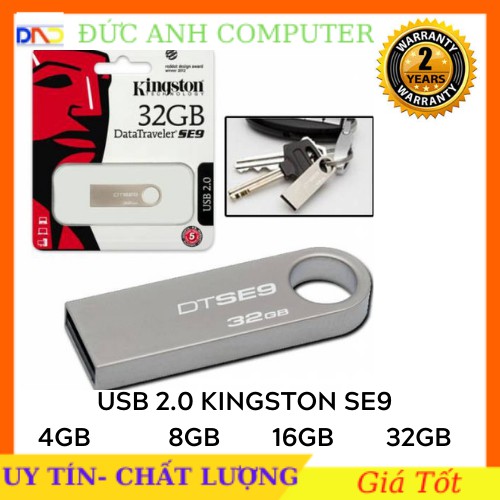 USB Kingston SE9 LOẠI 4GB  8GB  16GB   32GB - Mới 100%- Bảo Hành 2 Năm-  Vỏ Kim Loại - Kiểu Dáng Nhỏ Gọn-Treo Móc Khóa
