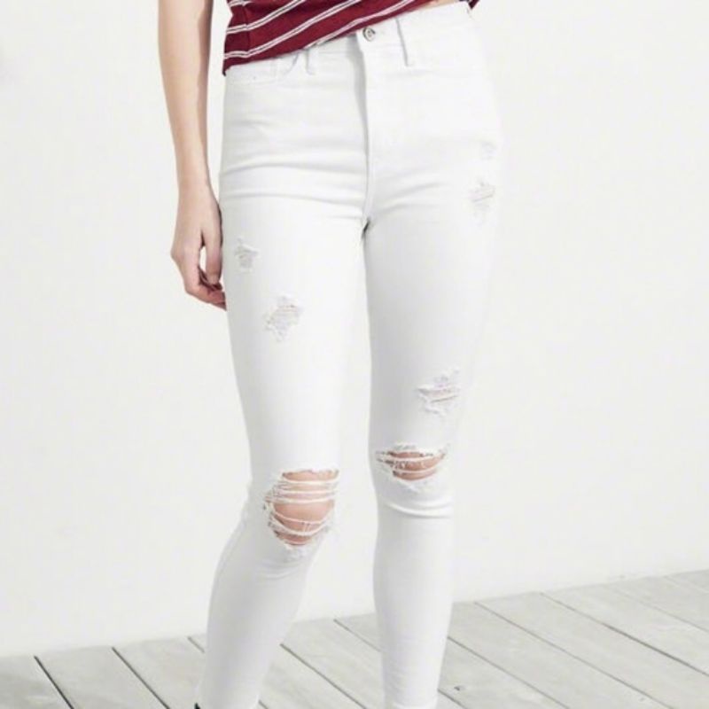 Quần jeans trắng xuất dư xịn HOLLISTER white jeans