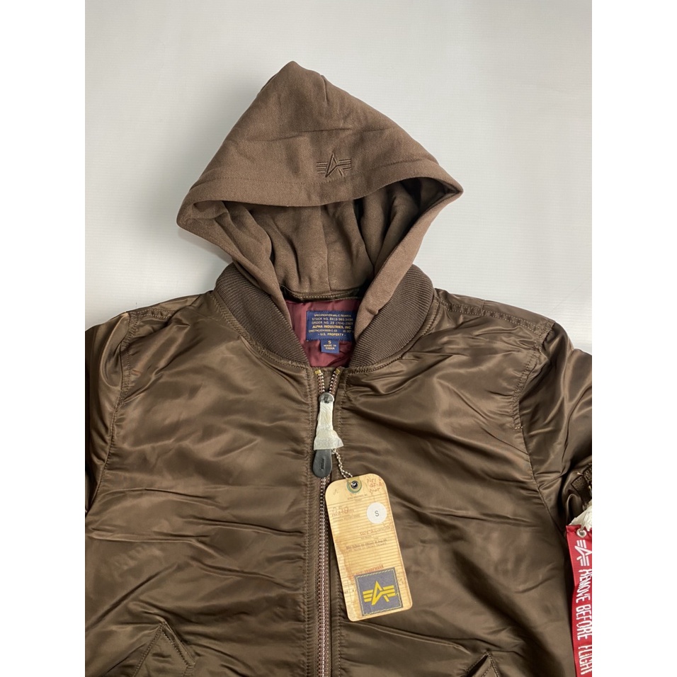 Áo Pilot Ma-1 chính hãng Alpha industries - màu Nâu cafe