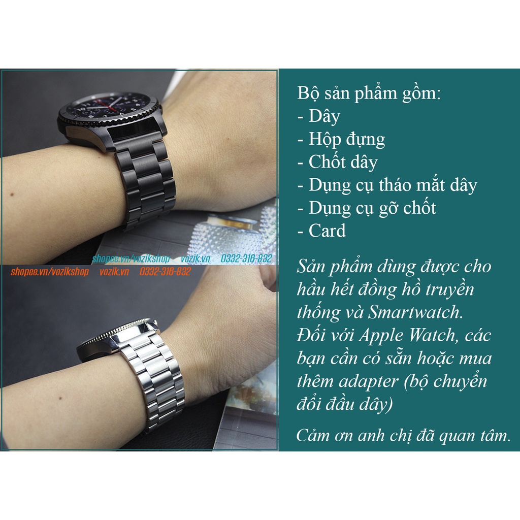 Dây đeo đồng hồ đeo tay VOZIK Model 13 thép không gỉ
