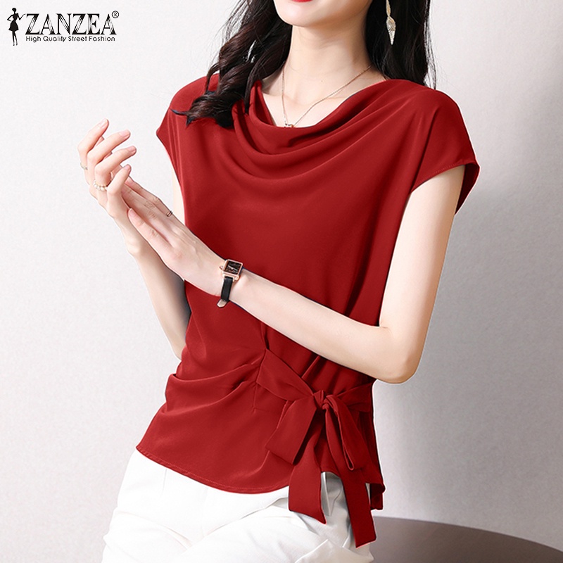 Áo kiểu ZANZEA không tay cột dây ở eo phong cách Hàn Quốc thời trang cho nữ