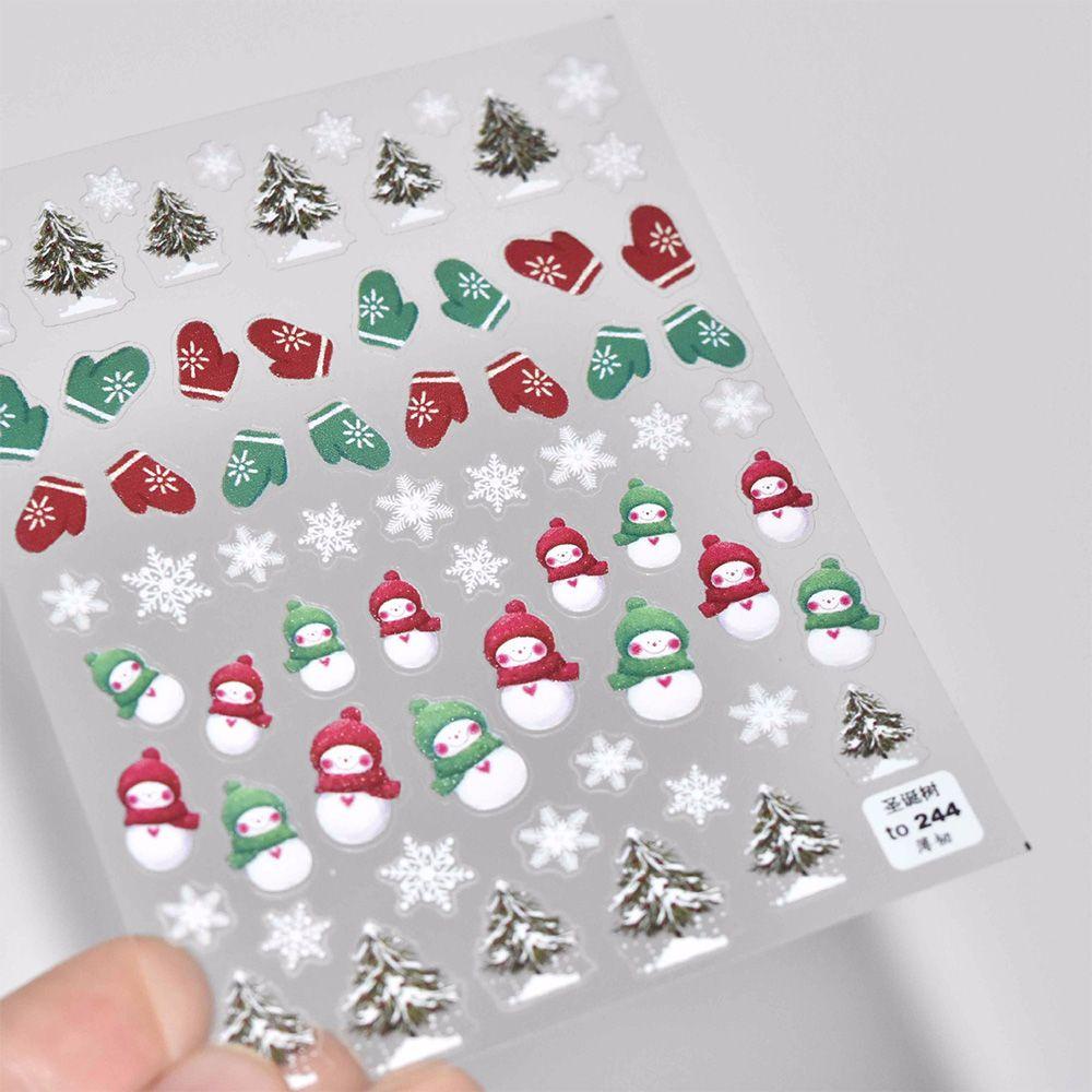 Miếng Dán Họa Tiết Hoa Tuyết Tuần Lộc / Người Tuyết Dập Nổi 3D Trang Trí Móng