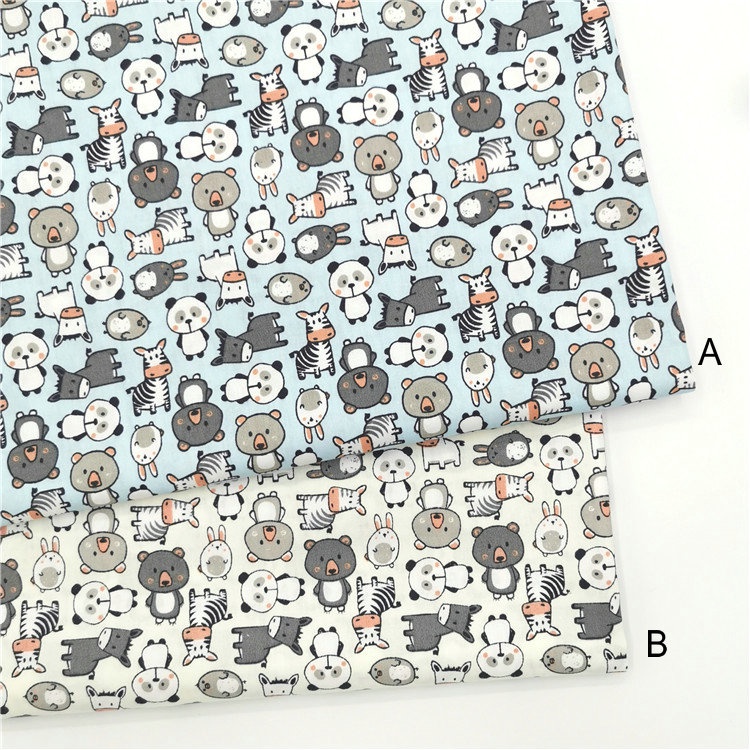Vải cotton 160cm / 63 '' Họa Tiết Động Vật Hoạt Hình Cho Giường Trẻ Em