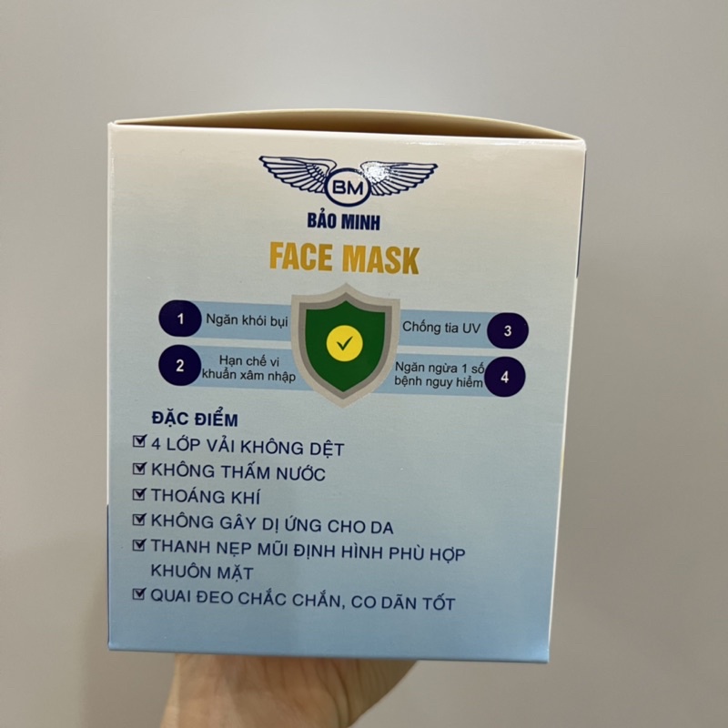 Hộp 50 Chiếc Khẩu Trang Y Tế 4 Lớp Dày Đẹp Ngăn Khói Bụi Khẩu Trang Vải Không Dệt Lọc Khuẩn Đạt Tiêu Chuẩn ISO