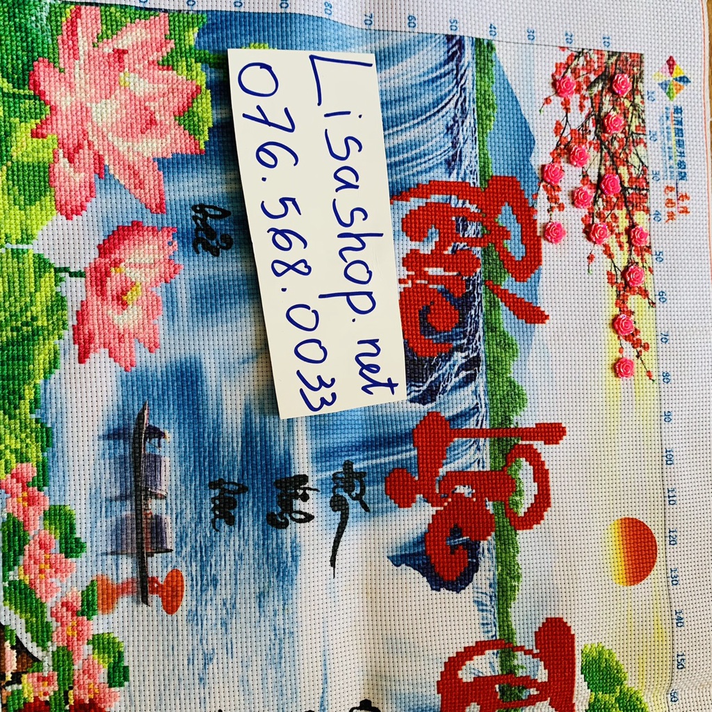 Tranh thêu PHÚC LỘC THỌ đã thêu 77x42cm thành phẩm x8074