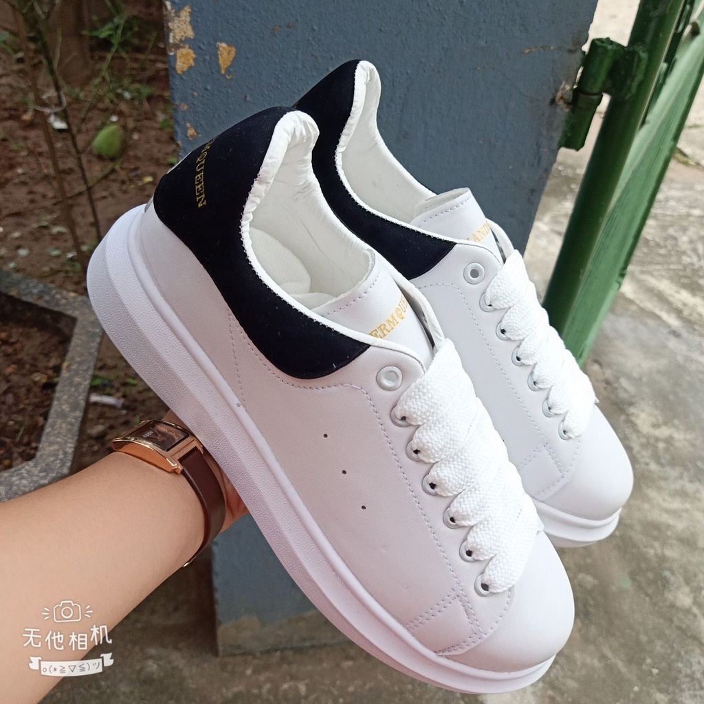 Giày Sneaker Mcq Trắng, Giày MC Queen trắng gót nhung nỉ chuẩn đẹp Tăng Chiều Cao 5cm Đủ Size Nam Nữ