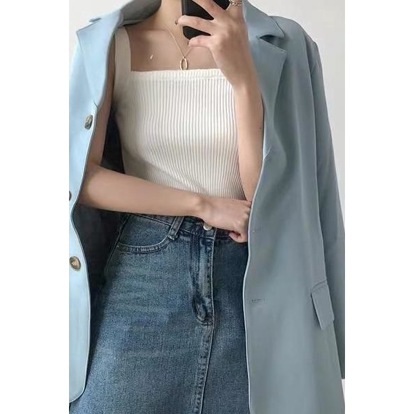 Áo len hai dây cổ vuông ôm dáng thời trang dành cho nữ | BigBuy360 - bigbuy360.vn