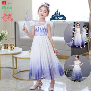 Váy elsa cho bé gái, váy đầm công chúa elsa cho bé gái frozen 2 màu trắng tay ngắn