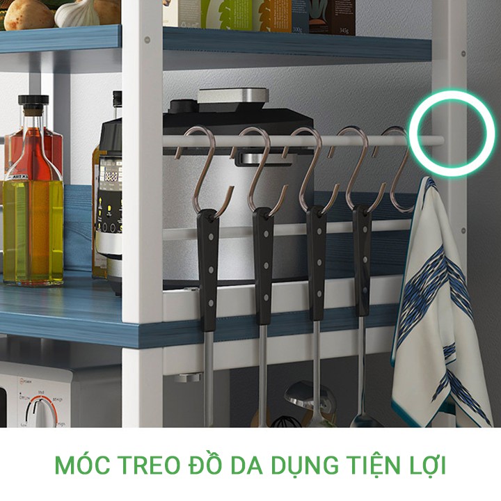 Kệ lò vi sóng 5 tầng để gia vị, chén bát nhà bếp - Tủ gỗ khung sắt để đồ thông minh - Kệ bếp đa năng decor đẹp | BigBuy360 - bigbuy360.vn