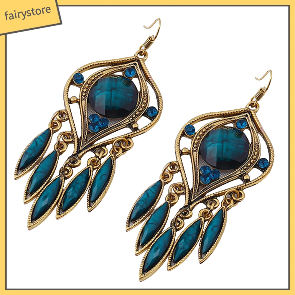 Khuyên Tai Dáng Dài Phối Tua Rua Phong Cách Bohemian