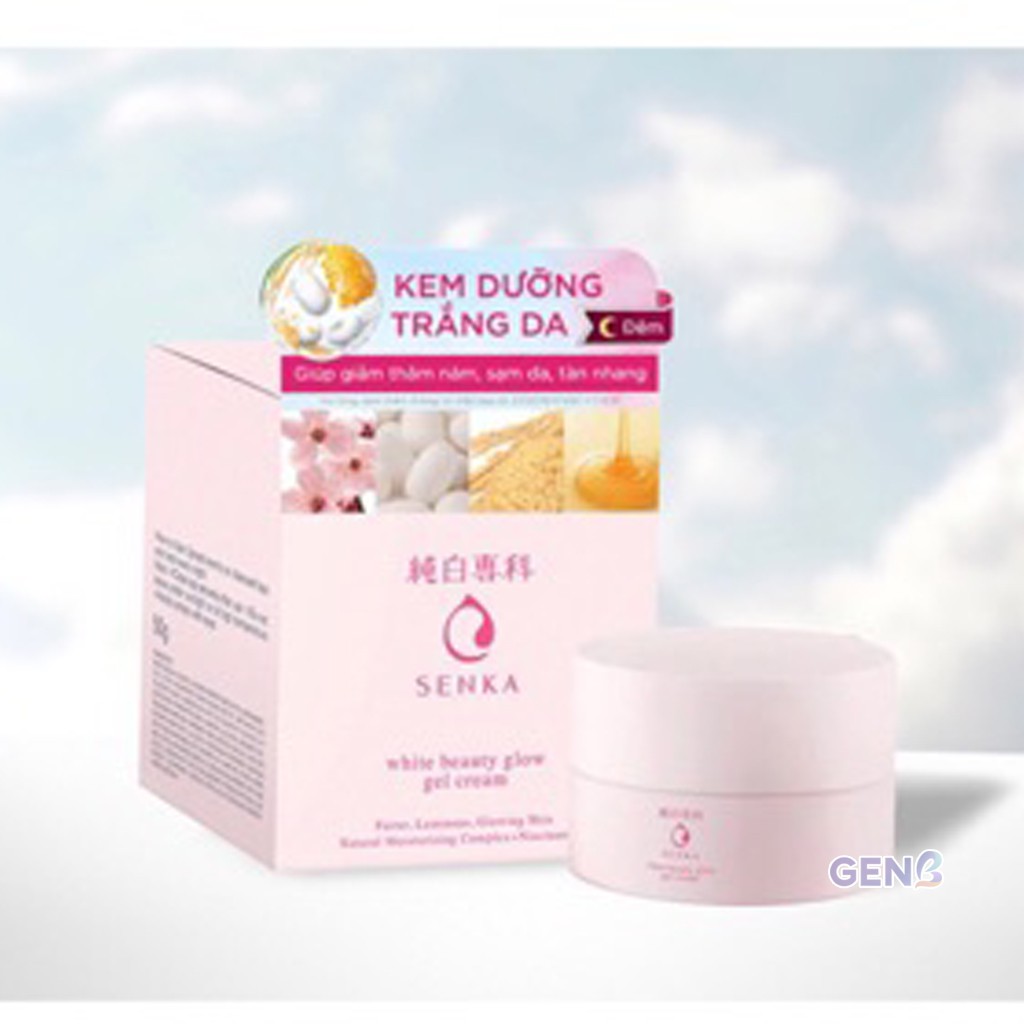 [BAN ĐÊM]Kem Dưỡng Ẩm SENKA Dưỡng Trắng Da WHITE BEAUTY GLOW GEL CREAM 50g-Chăm Sóc Da Dưỡng Chất NHẬT BẢN-Mỹ Phẩm GENB