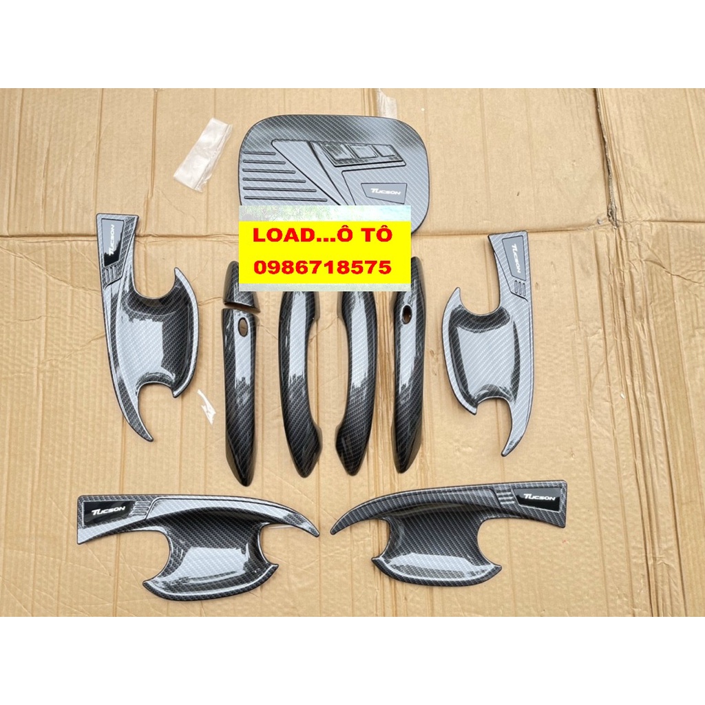 Ốp Tay Nắm, Hõm Cửa, Nắp Xăng Xe Huyndai Tucson 2022-23 Mẫu Vân Carbon Cao Cấp