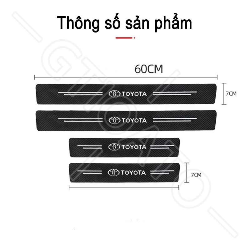 GTIOATO 4 Chiếc Sợi Carbon Dán Xe Dán Cửa ô Tô DáN ChốNg XưỚC Ô Tô Bảo Vệ Cửa ô Tô Phụ KiệN Xe HơI Cho Toyota Raize Corolla Cross Vios Veloz Innova Camry Hilux Yaris tuner Wigo Altis RAV4 Avanza Hiace