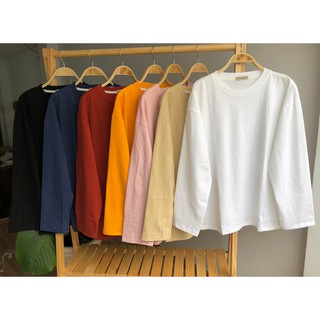 Áo Thun Tay Dài ( Có ảnh thật ) -- Áo thun tay dài nam nữ unisex cá tính mẫu trơn phối màu giá rẻ