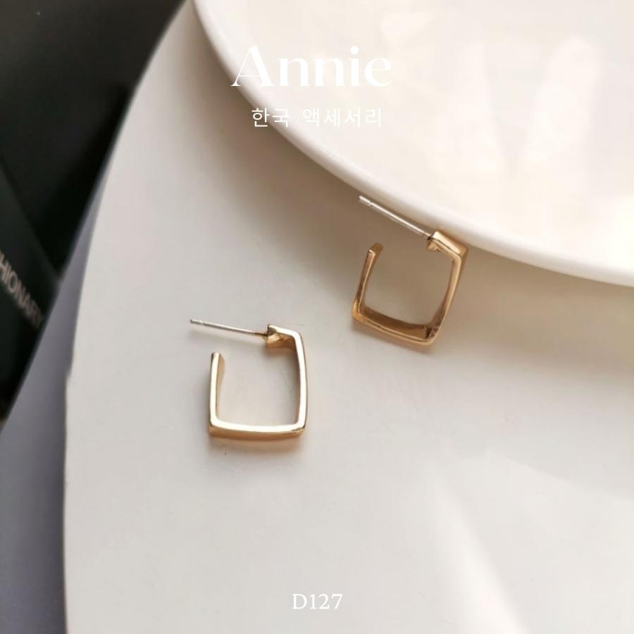 Bông tai hình vuông mạ vàng phong cách cổ điển D127