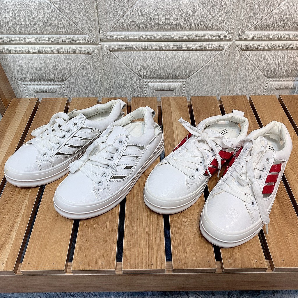 Giày thể thao nữ trắng sneaker trắng đế bánh mỳ hở gót 2X09