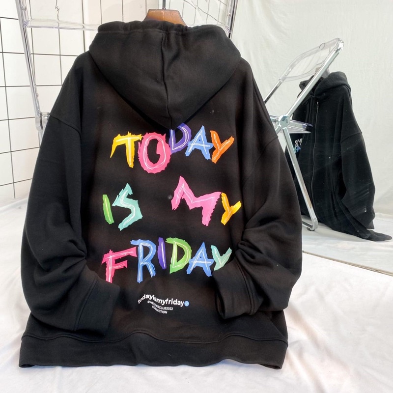 Áo Khoác Hoodie Nỉ Bông Unisex TODAY màu ĐEN/TRẮNG  Nam nữ unisex/Áo hoodie zip dây kéo có mũ form rộng Jaystoree