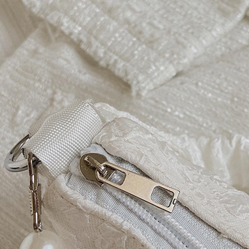 Túi Xách Nữ Túi Đeo Vai Kẹp Nách Màu Trơn Đính Nơ Ngọc Trai Thời Trang Mùa Hè Phong Cách Hàn Quốc