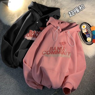 Áo hoodie cotton dày dáng rộng in chữ thời trang mùa đông kiểu Hàn Quốc cho cặp đôi