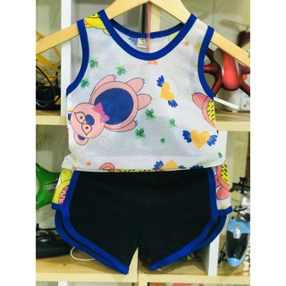 Bộ ba lỗ cotton lưới 3D cho bé [8-20kg]