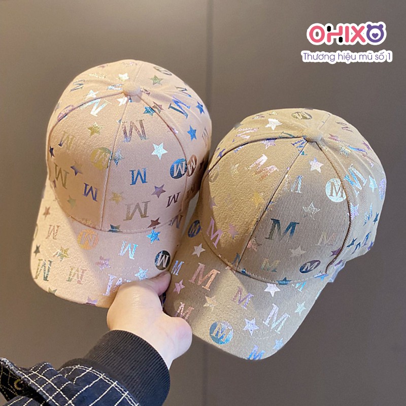 Nón Kết Mũ Lưỡi Trai Hàn Quốc Nam Nữ In Chữ M Thời Trang Đẹp Giá Rẻ Hiệu Ứng Lóng Lánh OHIXO LT17