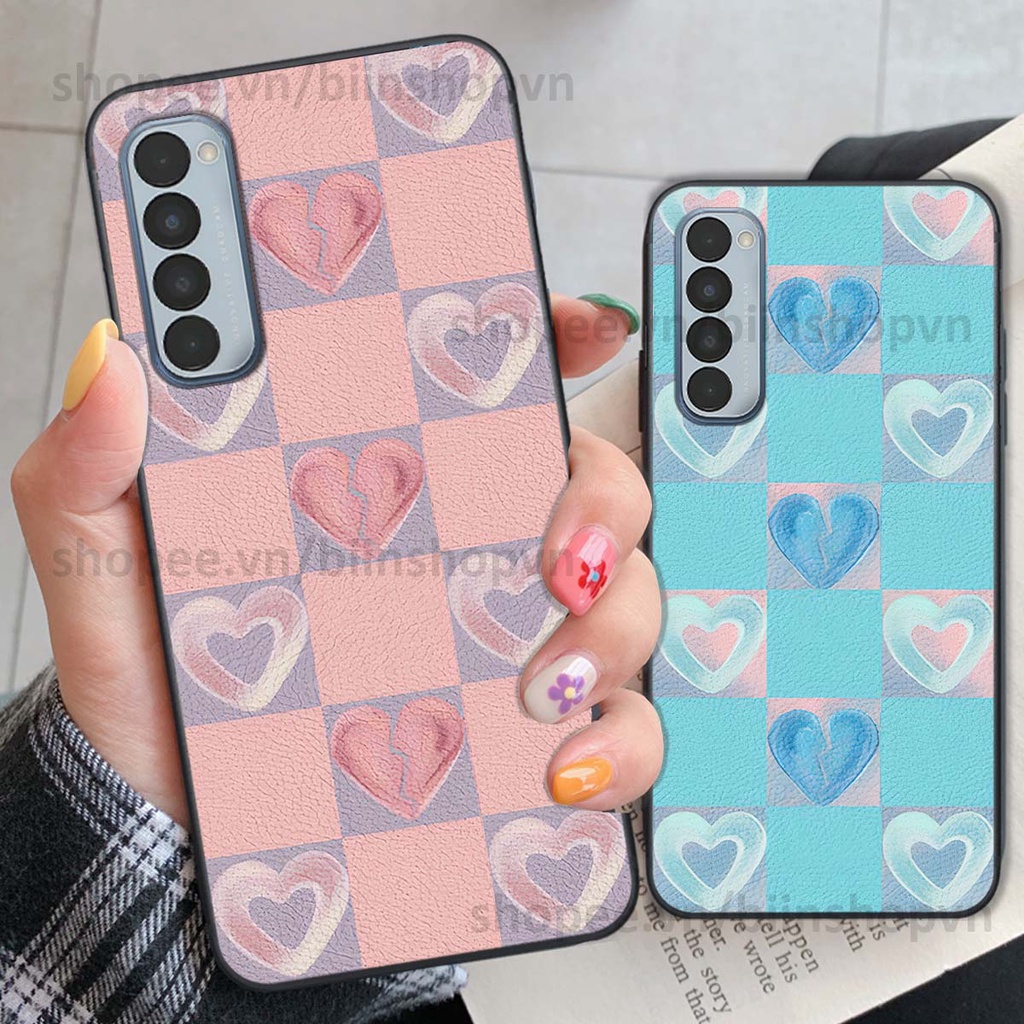 Ốp Oppo Reno4 / Reno4 Pro / Reno 4 caro trái tim nhiều màu sắc, đầy cá tính, khẳng định phong cách