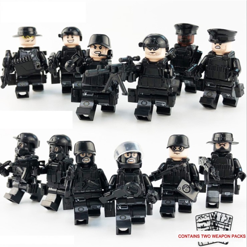 Bộ 12 Mô Hình Lắp Ráp Lego Swat Mini Cho Bé