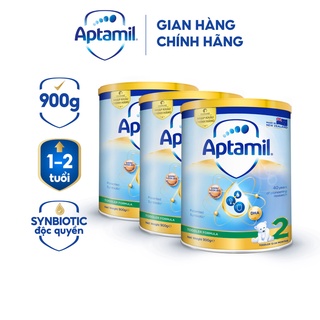 Combo 3 Sữa bột Aptamil New Zealand hộp thiếc số 2 900g lon cho bé 12-24