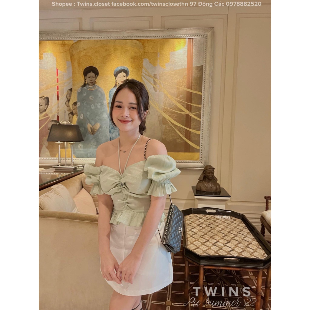 Áo trễ vai(Mia top chất liệu tơ nhũ ngọc trai cao cấp)