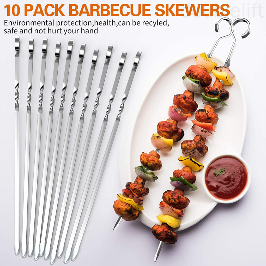 Set 10 Xiên Nướng Bbq Bằng Thép Không Gỉ
