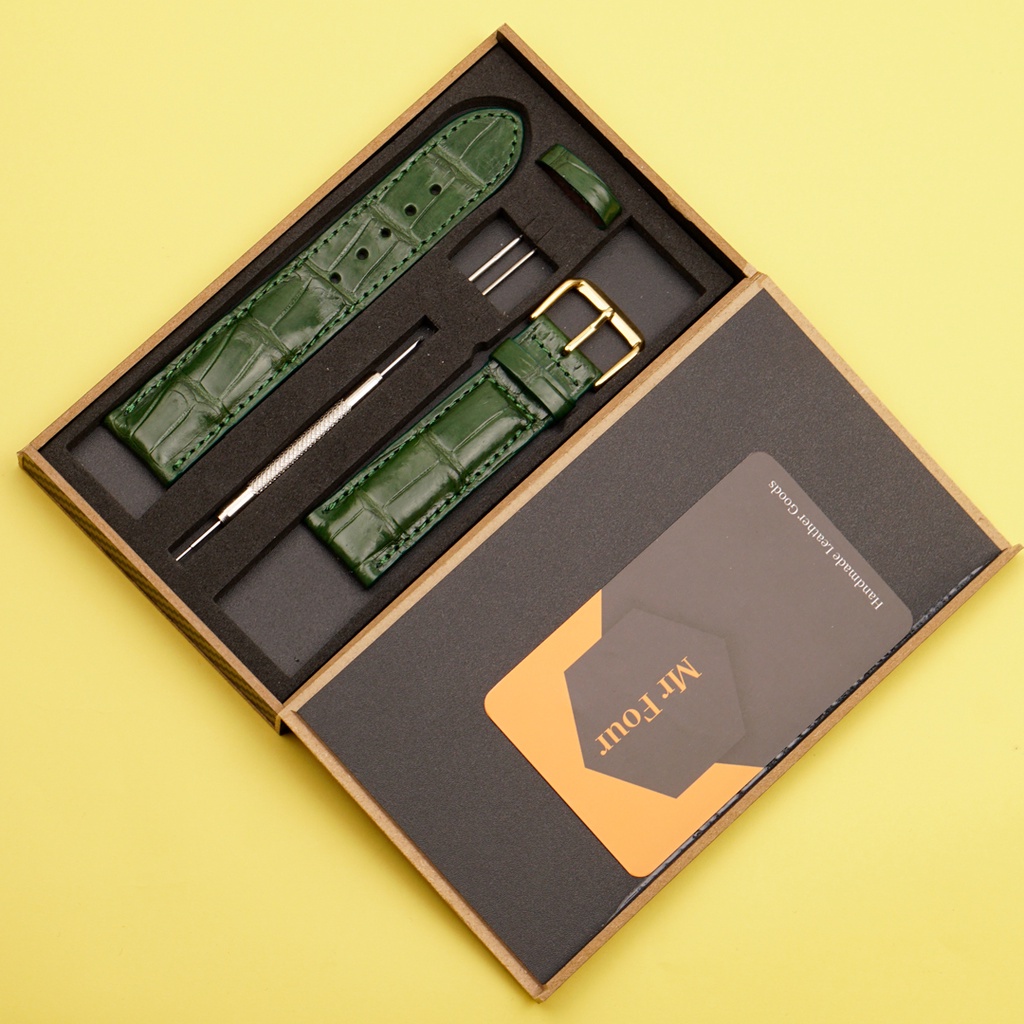 Dây Đồng Hồ Da Cá Sấu Màu Xanh Lá MrFour | Crocodile Leather Watch Bands