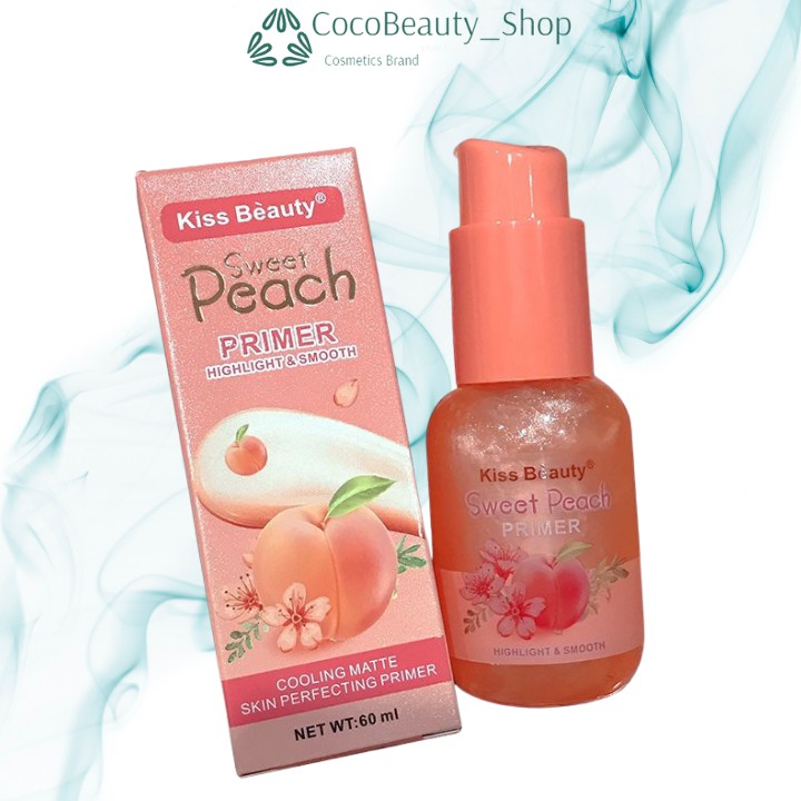 [CHÍNH CHUẨN] Kem Lót Primer Trang Điểm SWEET PEACH KISS BEAUTY hương đào có nhũ 60ml