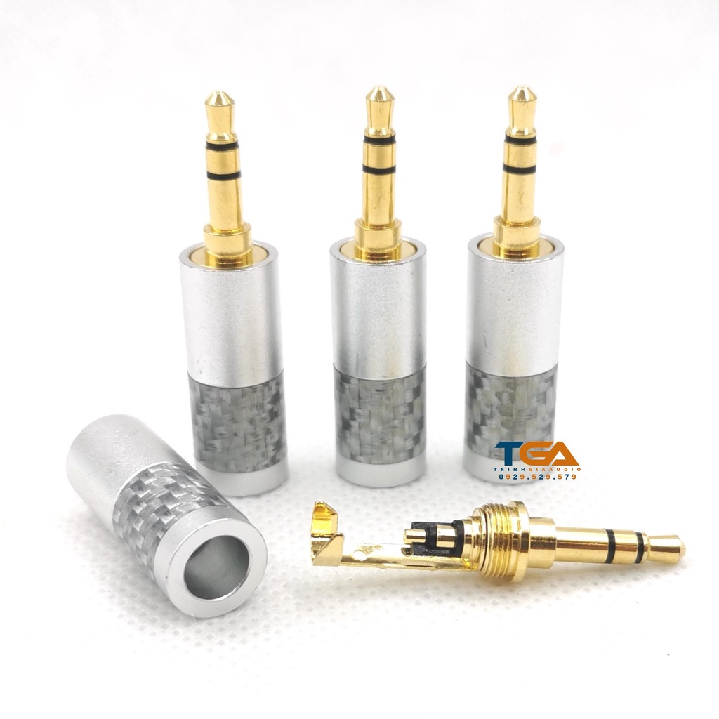 Jack rắc 3ly 3.5mm - 3 khấc hàn dây cacbon ghi