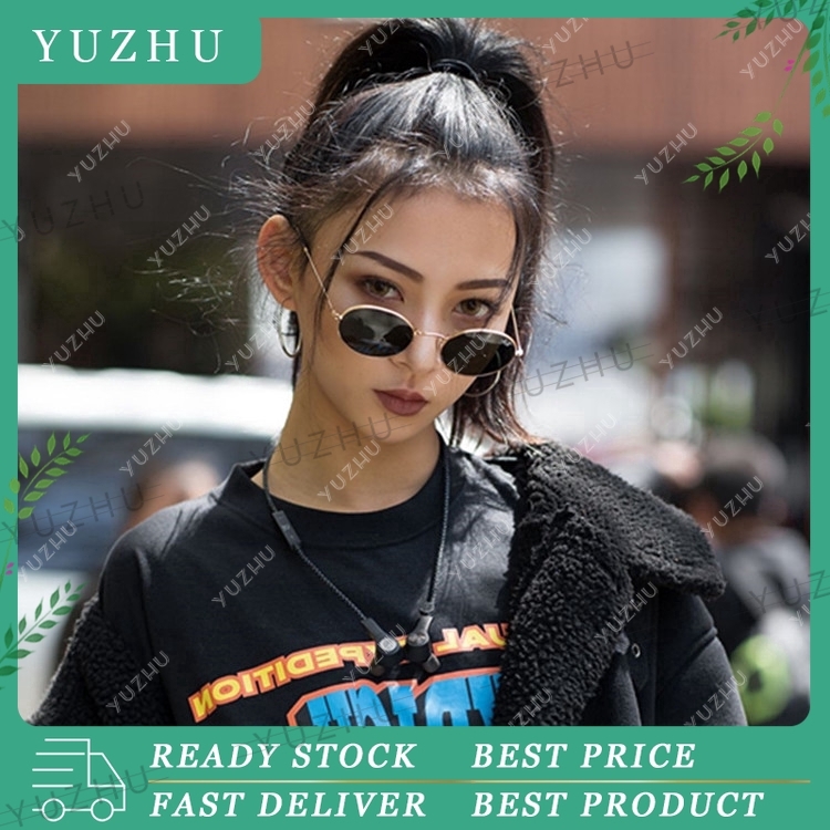 Kính mát hình bầu dục chống tia UV phong cách hip hop hợp thời trang cho nam nữ