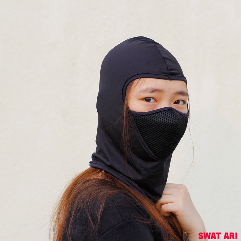 Khăn trùm ninja SWAT điều hoà cao cấp màu xám đen bịt mặt nam nữ chống nắng phượt giá rẻ