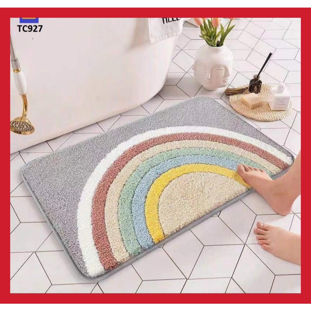 Thảm lau chân, chùi chân phòng khách, nhà tắm lông len mềm mại thấm hút, đế chống trơn trượt size 45X65cm