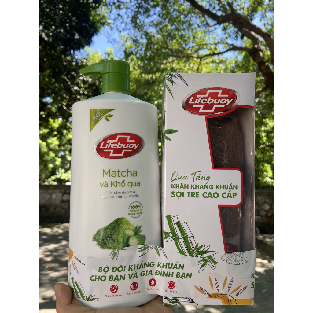 SỮA TẮM DETOX LIFEBUOY MATCHA VÀ KHỔ QUA 850g tặng sữa tăm 200ml