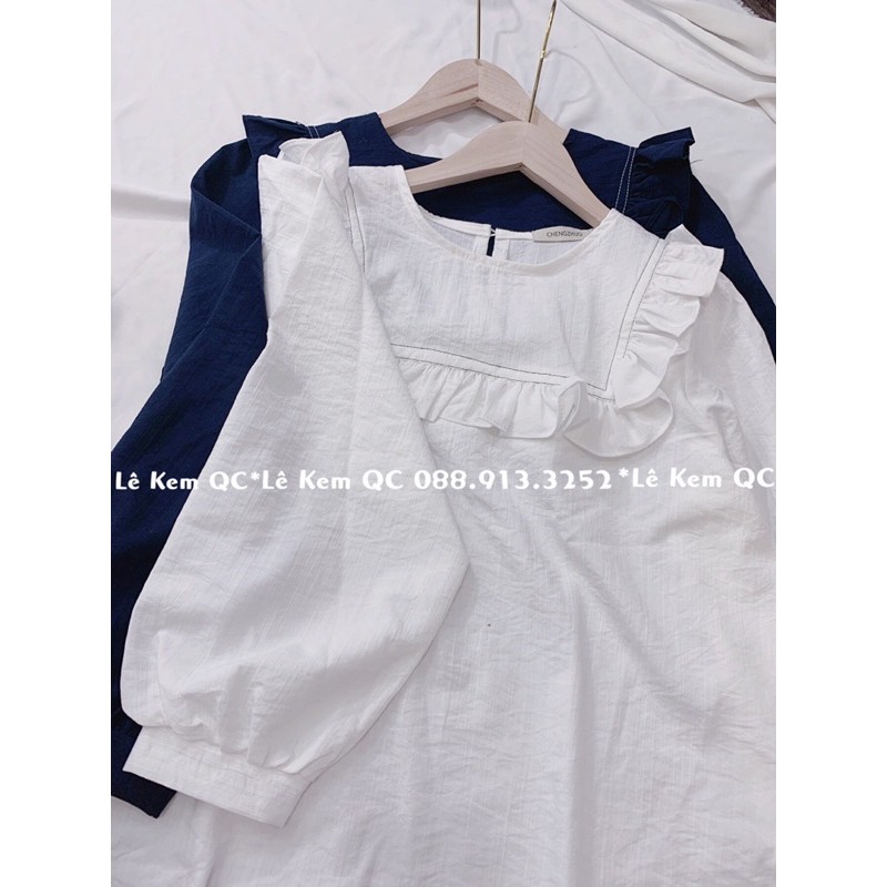 ⭐️ Ảnh Thật ⭐️ Áo Tay Dài Cổ Bèo Ulzzang Chất Đũi Hàng Quảng Châu Loại 1