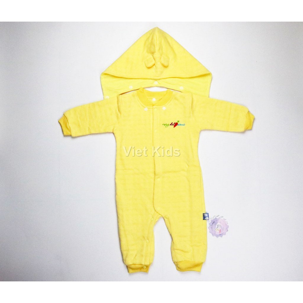 Bộ Liền Thân có nón vải dệt Bông Caro Baby mommy(cho bé sơ sinh từ 1-6 tháng)