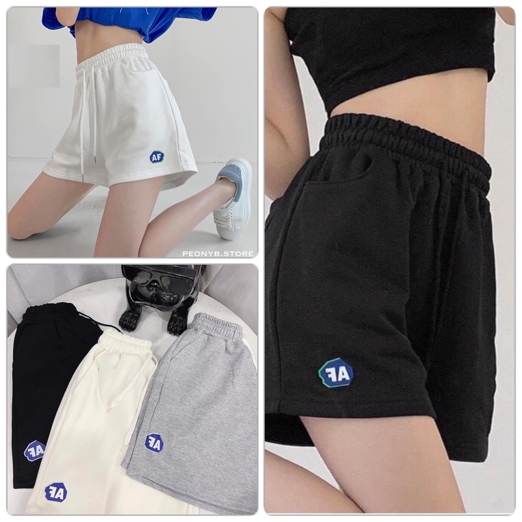Quần Short Da Cá AF PEONYB Nữ [FREESHIP] 🌸 Sooc đùi ống rộng phối logo phong cách đường phố hàn quốc đẹp Ulzzang 🌸 | BigBuy360 - bigbuy360.vn