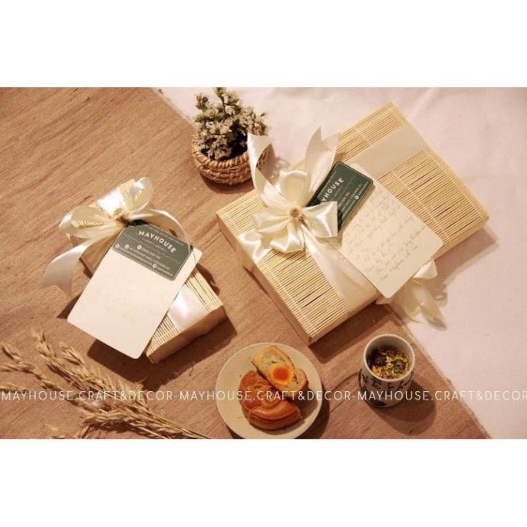 Tre tự nhiên- Hộp mành tre đựng quà sang trọng -Mây tre đan việt