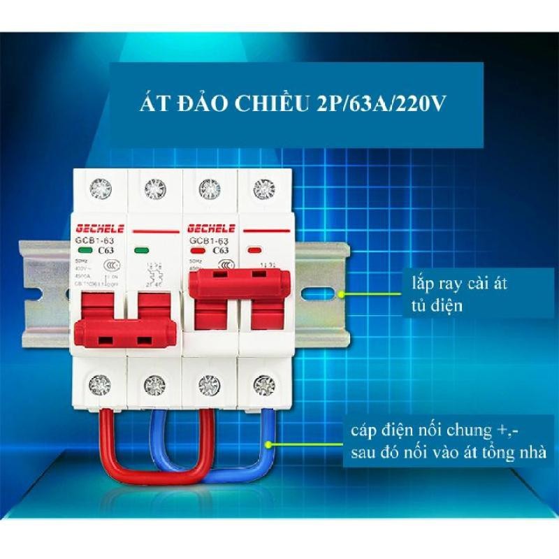 Át đảo chiều 2P 63A GCB1-63 Gechele, Cầu dao đảo chiều 2P 63A