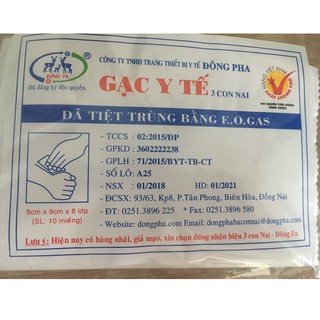 Thùng (50 gói) gạc Đông Pha 8x9 cm hoặc 100 gói 5x6 cm tiệt trùng