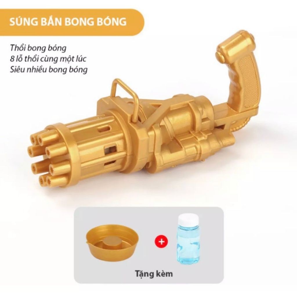 Súng bắn bong bóng xà phòng 8 nòng TẶNG 3 CỤC PIN đồ chơi ngoài trời cho bé từ 2 tuổi