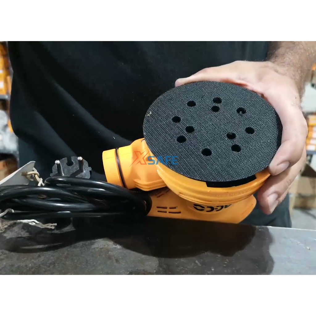 Máy chà nhám tròn INGCO đường kính đĩa nhám 125mm, công suất 320W, kèm 5 tấm giấy nhám và 1 bộ than thay thế - RS3208