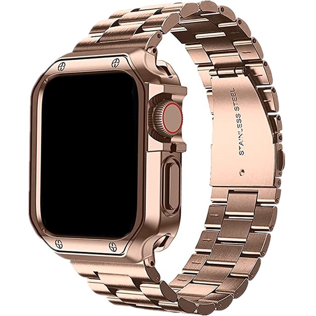 Bộ Ốp Bảo Vệ Bằng TPU + Dây Đeo Bằng Thép Không Gỉ Cho Apple Watch Band 45mm 44mm 42mm 41mm 40 / 38 series 3 4 5 6 se 7