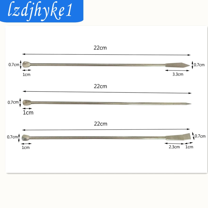 Bộ 3 thìa bằng thép không gỉ sử dụng chuyên dụng cho phòng thí nghiệm kích thước 22cm