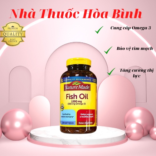 Viên uống Dầu Cá Nature Made Fish Oil 1200mg 360mg Omega 3 200 viên-HÀNG CHÍNH HÃNG- Tem phồng -