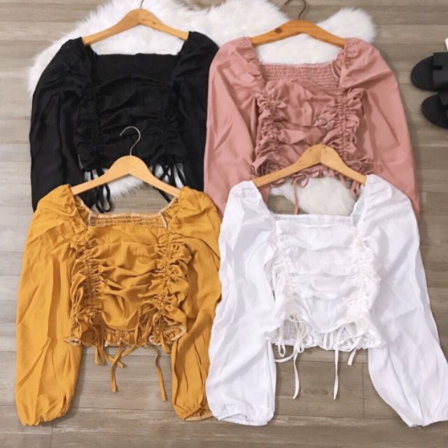 Áo voan rút dây nhúng lưng xinh hình thật